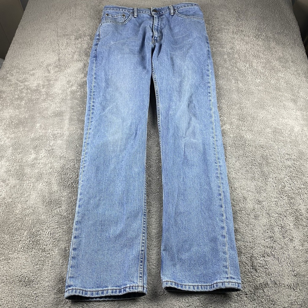 Levi 505 Straight Leg Jeans Mens 32x33 Blue Medium Wash Mid Rise